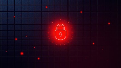 Glowing Red Padlock Security Symbol on Dark Textured Background