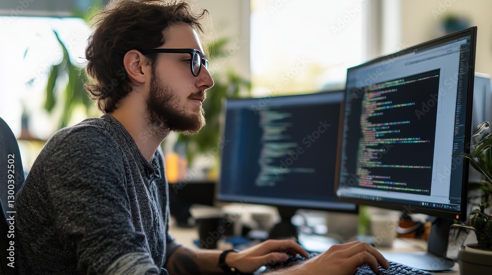 Poster a scientist designing self-repairing ai systems that optimize code without human intervention.