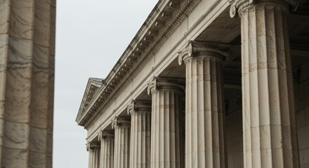 Naklejka premium Majestic array of Corinthian columns showcasing classical architectural design and stonework