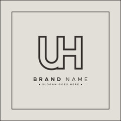 Creative Monogram for Initial Letter UH Logo - Minimal Vector Logo Template for alphabet U and H