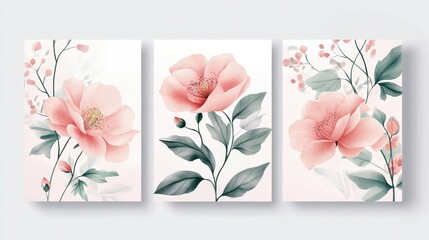 Floral art templates. For wedding invitation, birthday and Mothers Day cards, flyer, poster, banner, brochure, email header, post in social networks, advertising, events and page cover.