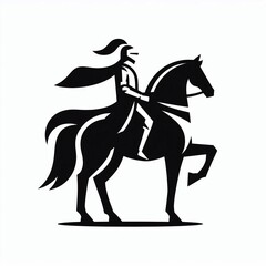 Fototapeta premium Knight on horse silhouette.
