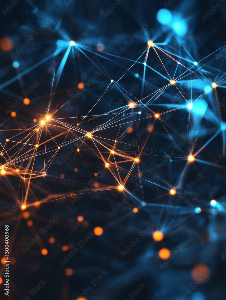 Poster Abstract business technology background with interconnected lines and nodes,creating a futuristic digital network or communication system concept.