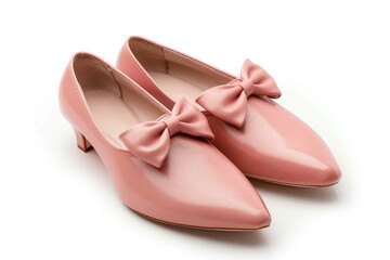 Elegant Pink Patent Leather Shoes with Bow Detail