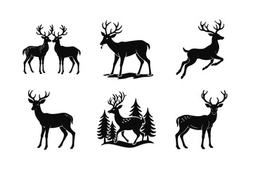 deer silhouette set