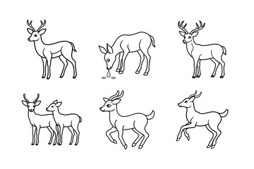 set of deer outline