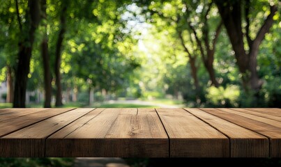 Fototapeta premium Empty, beautiful wooden tabletop counter on an interior with a clean and bright background, ready for display
