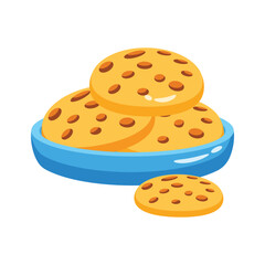 Easy to edit 3d style icon of chocolate cookies plate