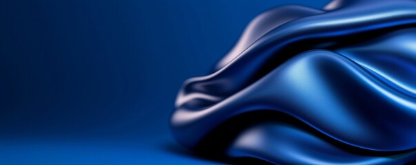 Obraz premium Abstract Blue Draped Fabric, Smooth Waves, Luxury Texture