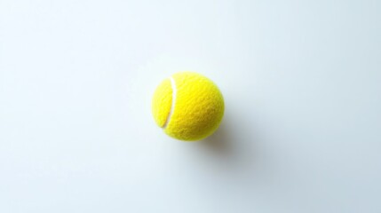 Vibrant yellow tennis ball on white background for sports and design projects