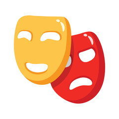 A visually appealing 3d style icon of comedy masks