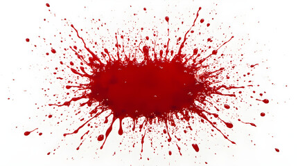 Dramatic High Resolution Realistic Red Blood Splatter Stain Graphic Image Isolated on White Background Ideal for Creative Design Projects and Artistic Backgrounds