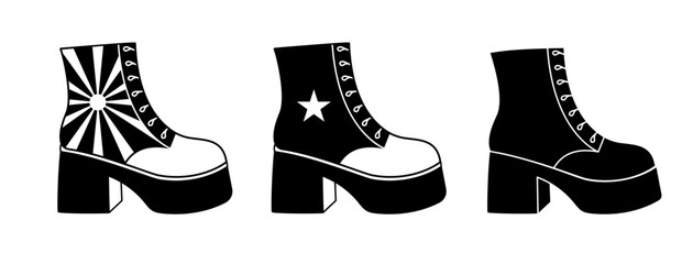 Set of female boots on white background.