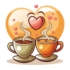 Two steaming coffee cups, their rising vapor forming a stylized letter 'H'.  Focus on the steam's shape and texture.