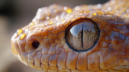Fototapeta premium Detailed Close-Up, A Snake's Intense Gaze and Skin