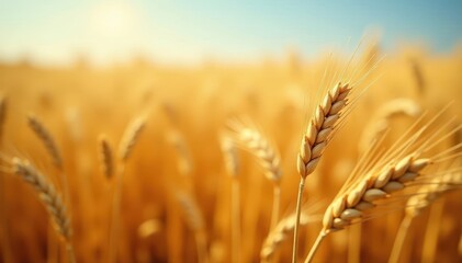 Dry wheat stubble with golden grains scattered in the foreground, harvest, farm