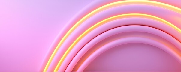 Abstract Pink and Yellow Neon Rainbow Curves