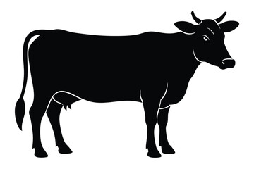 Fototapeta premium Silhouette a cow is shown in black and white