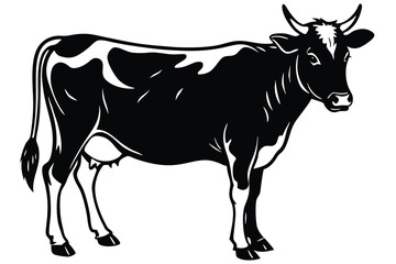Fototapeta premium Silhouette a cow is shown in black and white