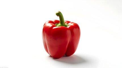 Fresh Ripe Red Bell Pepper Vegetable Food Photography Studio Shot White Background