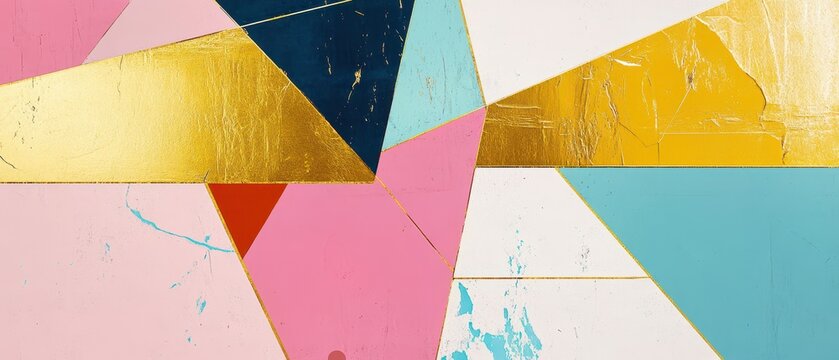 Minimalist Kintsugiinspired geometric compositions, celebrating imperfection through fragmented goldlined structures