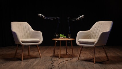 Engaging Conversations in a Cozy Podcast Studio Setting With Expert Influencers
