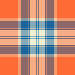 Ornamental tartan check vector, trade fabric textile plaid. Mexico texture pattern background seamless in pastel and orange colors.