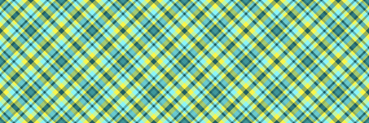 India fabric vector seamless, underwear pattern texture textile. Direct background check tartan plaid in cyan and yellow colors.