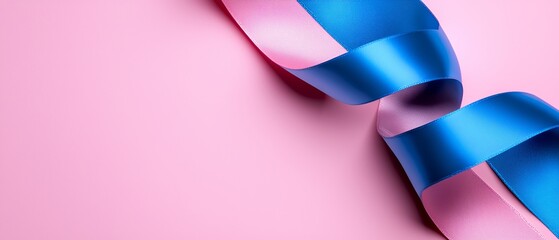 Pink and Blue Ribbon Swirl on Pastel Background