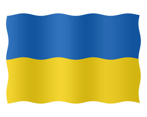 Digital composite ...Ukrainian flag with a wave and shadow overlay..Ukraine