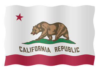 Digital composite ...California flag with a wave and shadow overlay..Californian