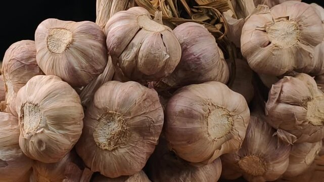 Dried garlic in a basket