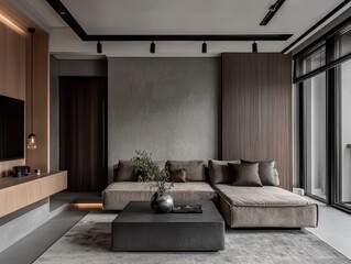 Modern and stylish interior design of a luxurious living room