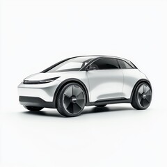 Obraz premium Sleek Silver Electric Vehicle on White Background