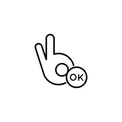 Good Logo and icon with ok text vector success sign. Okay, quality symbol of correct. Human hand gesture okay symbol
