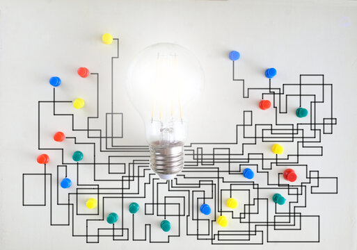 complex messy management, organization and innovation, chaotic decision tree, complicated business process - Powered by Adobe