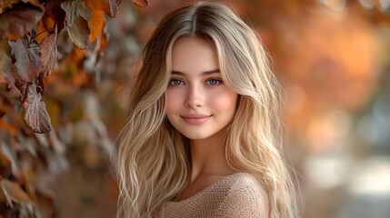 Fototapeta premium Autumnal Portrait of a Woman in a Park
