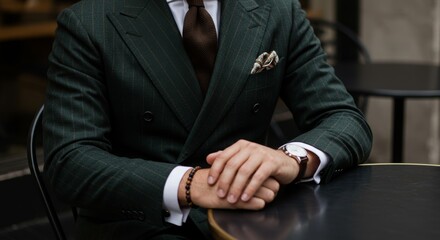 Elegant gentleman displaying bespoke tailoring, impeccable style, and refined accessories