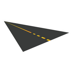 Roads in perspective. Bended pathway road curved city street to horizon. Journey asphalt highway isolated vector set 