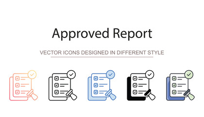 Approved Report icon design with white background stock illustration