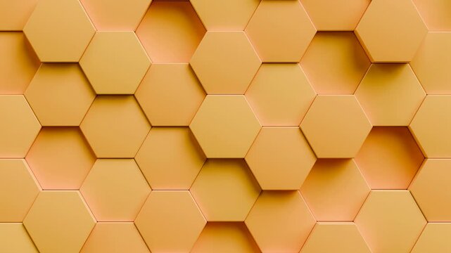 hexagon background video, abstract golden yellow geometric hexagonal 4k seamless loop, corporate technology wallpaper backdrop