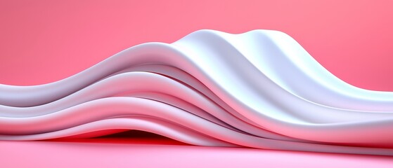 Obraz premium Abstract White Waves on Pink Background