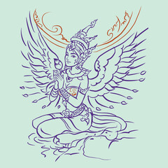 vector illustration of an angel with the wings vector for illustration card decoration