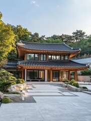 Korean Style House With Traditional Architectural Elements on display