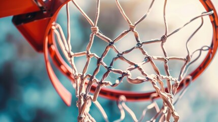 Basketball Hoop With Net Swaying After a Successful Score in a Vibrant Stadium Environment