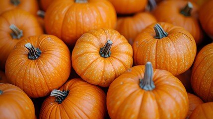 Close-up Pile of Pumpkins, Autumn Harvest, Display, Fall
