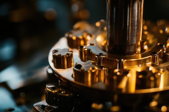 Close-up of industrial machine control panel with many knobs and dials