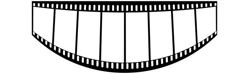 FilmstripArc Lower Shape, isolated transparent png background. Blank space filmstrip with frame, representing photography and cinema concepts  videography elements, cinema movie reel.