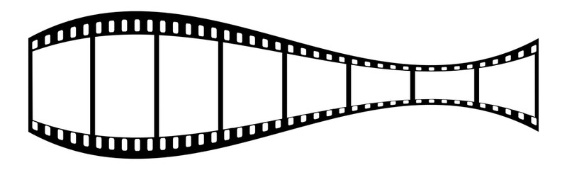 Filmstrip Fish Shape, isolated transparent png background. Blank space filmstrip with frame, representing photography and cinema concepts  videography elements, cinema movie reel.