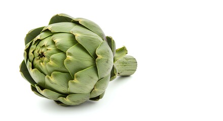 Obraz premium artichoke vegetable isolated on white background with shadow. fresh and green artichoke. organic, vegan, vegetarian leafy green artichoke